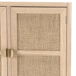 Macabane Buffet ALINE 2 Portes Toile De Jute Pieds Métal Doré Clearance