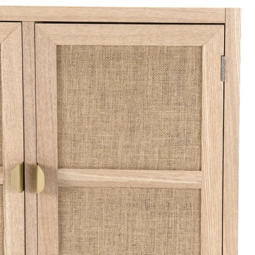 Macabane Buffet ALINE 2 Portes Toile De Jute Pieds Métal Doré Clearance