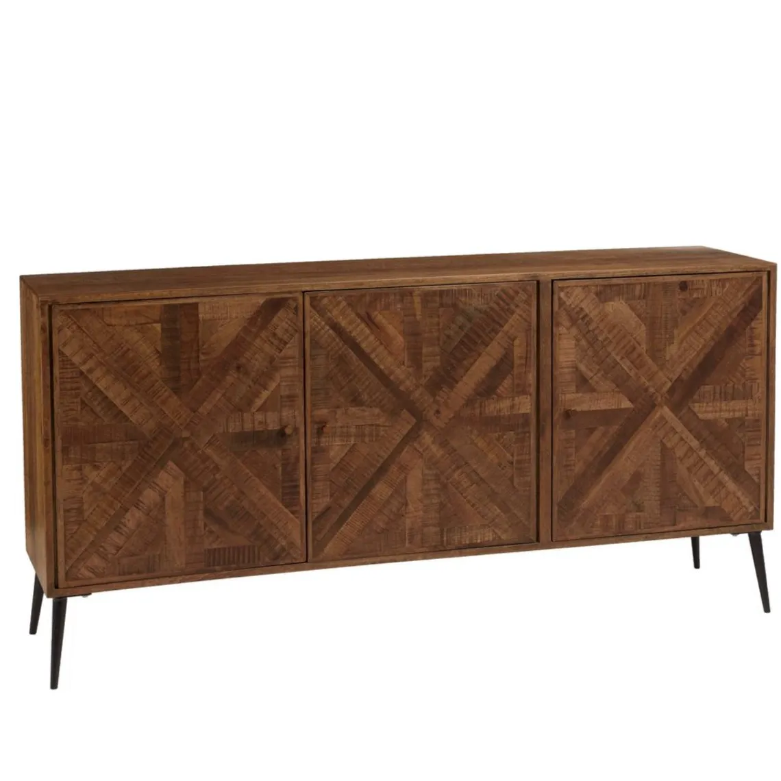 Macabane Buffet bois 3 portes symétriques pieds métal KIARA Online