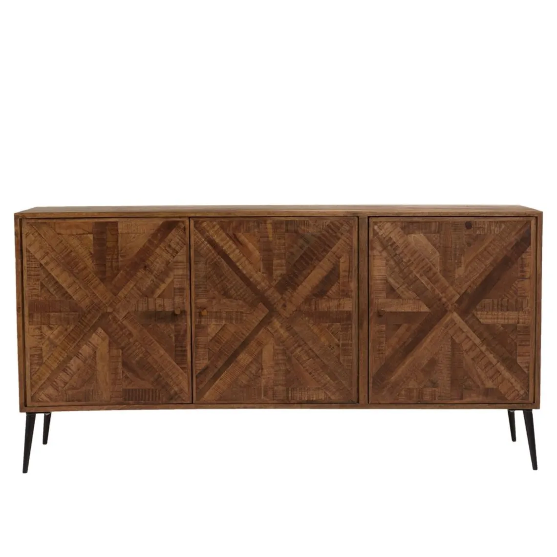 Macabane Buffet bois 3 portes symétriques pieds métal KIARA Online