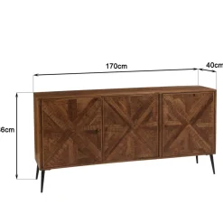Macabane Buffet bois 3 portes symétriques pieds métal KIARA Online
