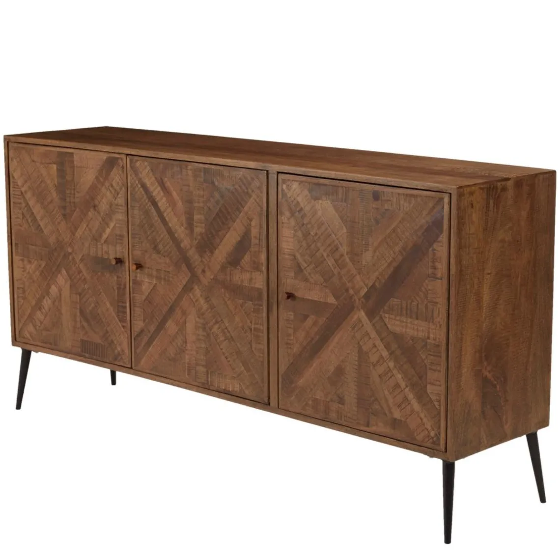 Macabane Buffet bois 3 portes symétriques pieds métal KIARA Online