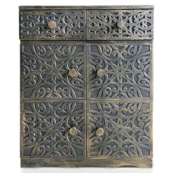 3S. x Home Buffet bois sculpté style oriental 6 portes L70cm Matana Bronze patiné Best