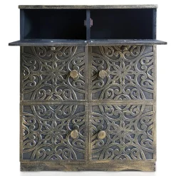 3S. x Home Buffet bois sculpté style oriental 6 portes L70cm Matana Bronze patiné Best