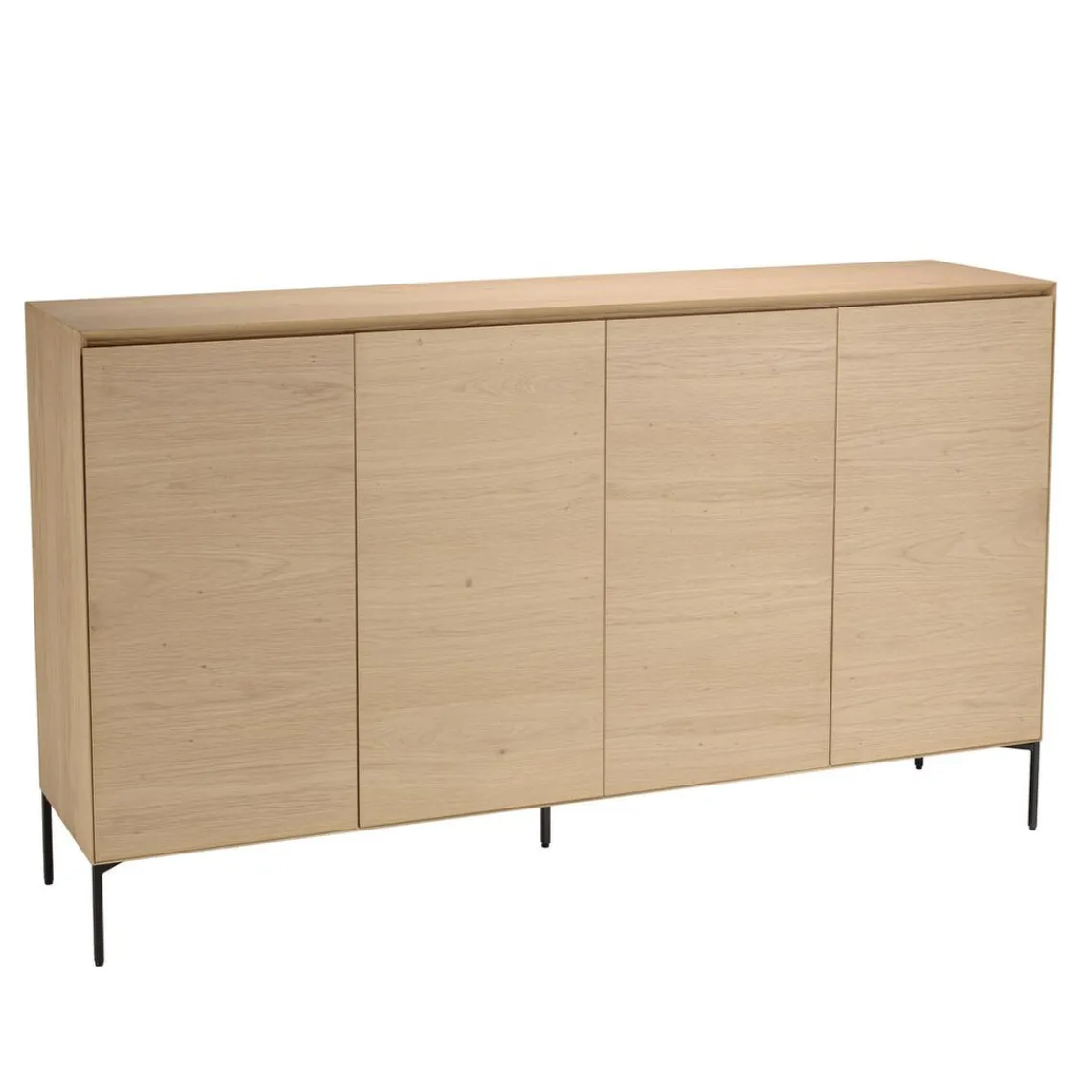 Macabane Buffet couleur naturelle 4 portes 6 étagères pieds métal noir MAXENDRE Bois Hot