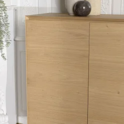 Macabane Buffet couleur naturelle 4 portes 6 étagères pieds métal noir MAXENDRE Bois Hot