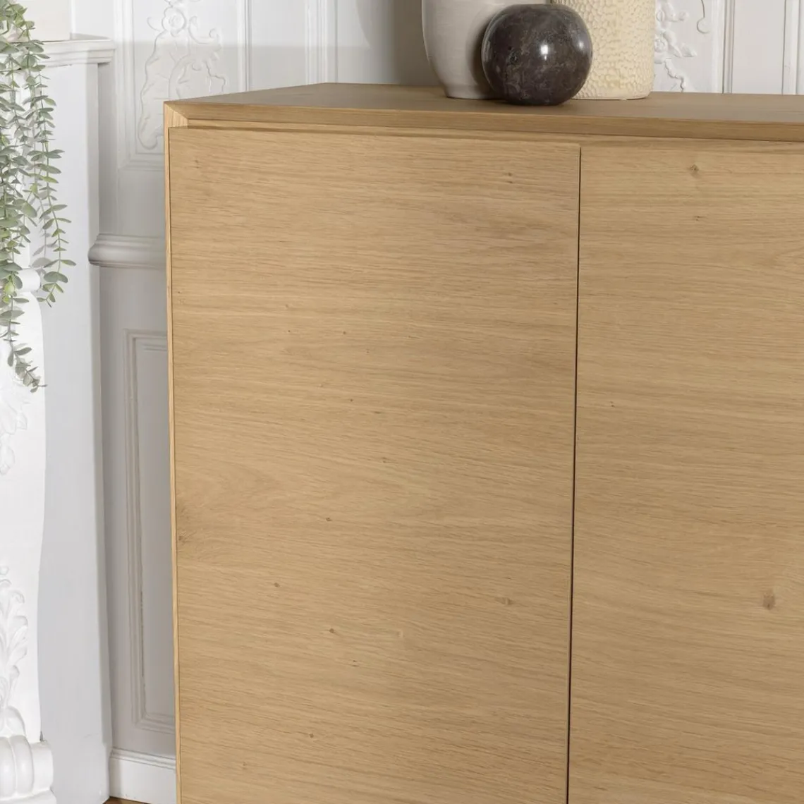 Macabane Buffet couleur naturelle 4 portes 6 étagères pieds métal noir MAXENDRE Bois Hot