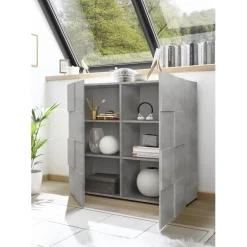 3S. x Home Buffet de cuisine 2 portes en bois DAMA décor beton Best