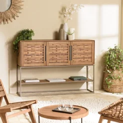 Macabane Buffet en bois de teck recyclé 3 portes Sale