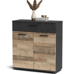 3S. x Home Buffet gain de place style industriel Bernardo Chêne clair New