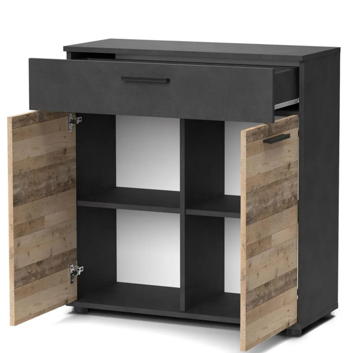 3S. x Home Buffet gain de place style industriel Bernardo Chêne clair New