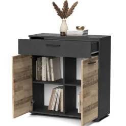 3S. x Home Buffet gain de place style industriel Bernardo Chêne clair New