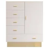 3S. x Home Buffet haut moderne 5 tiroirs et 1 porte Taupe clair et Or Outlet