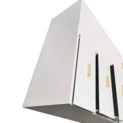 3S. x Home Buffet haut moderne 5 tiroirs et 1 porte Taupe clair et Or Outlet