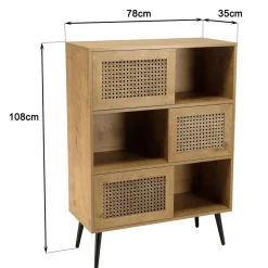 Macabane Buffet marron 3 niches 3 portes effet cannage pieds métal CHARLIE Discount