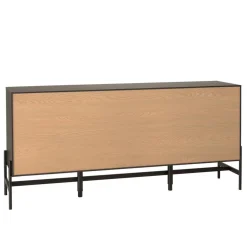 Macabane Buffet marron et noir 3 tiroirs 2 portes Pin pieds métal noir Hot