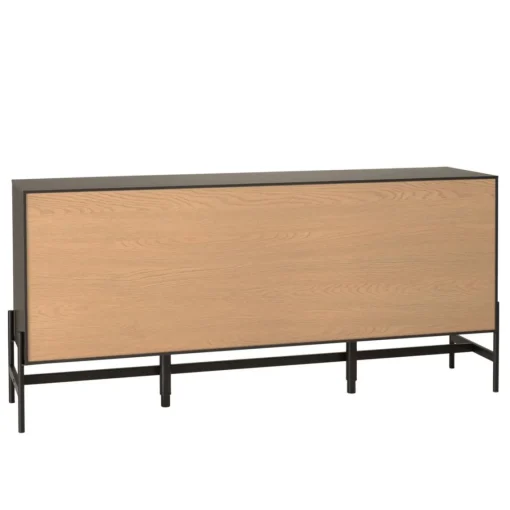 Macabane Buffet marron et noir 3 tiroirs 2 portes Pin pieds métal noir Hot