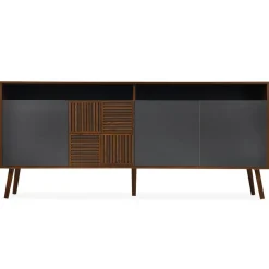 3S. x Home Buffet moderne avec portes battantes Jarvis Bois foncé et Gris Hot