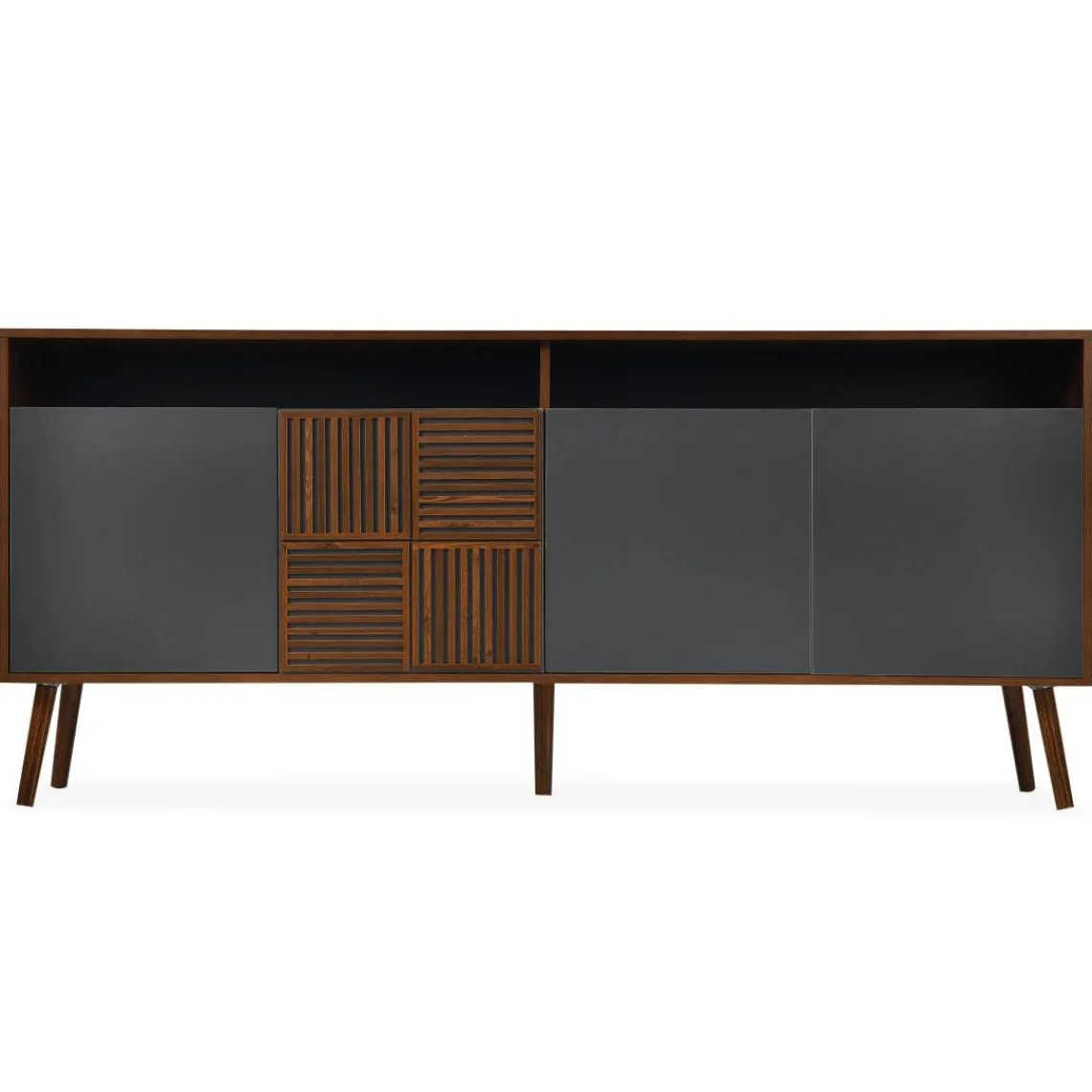 3S. x Home Buffet moderne avec portes battantes Jarvis Bois foncé et Gris Hot