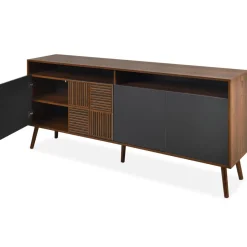 3S. x Home Buffet moderne avec portes battantes Jarvis Bois foncé et Gris Hot