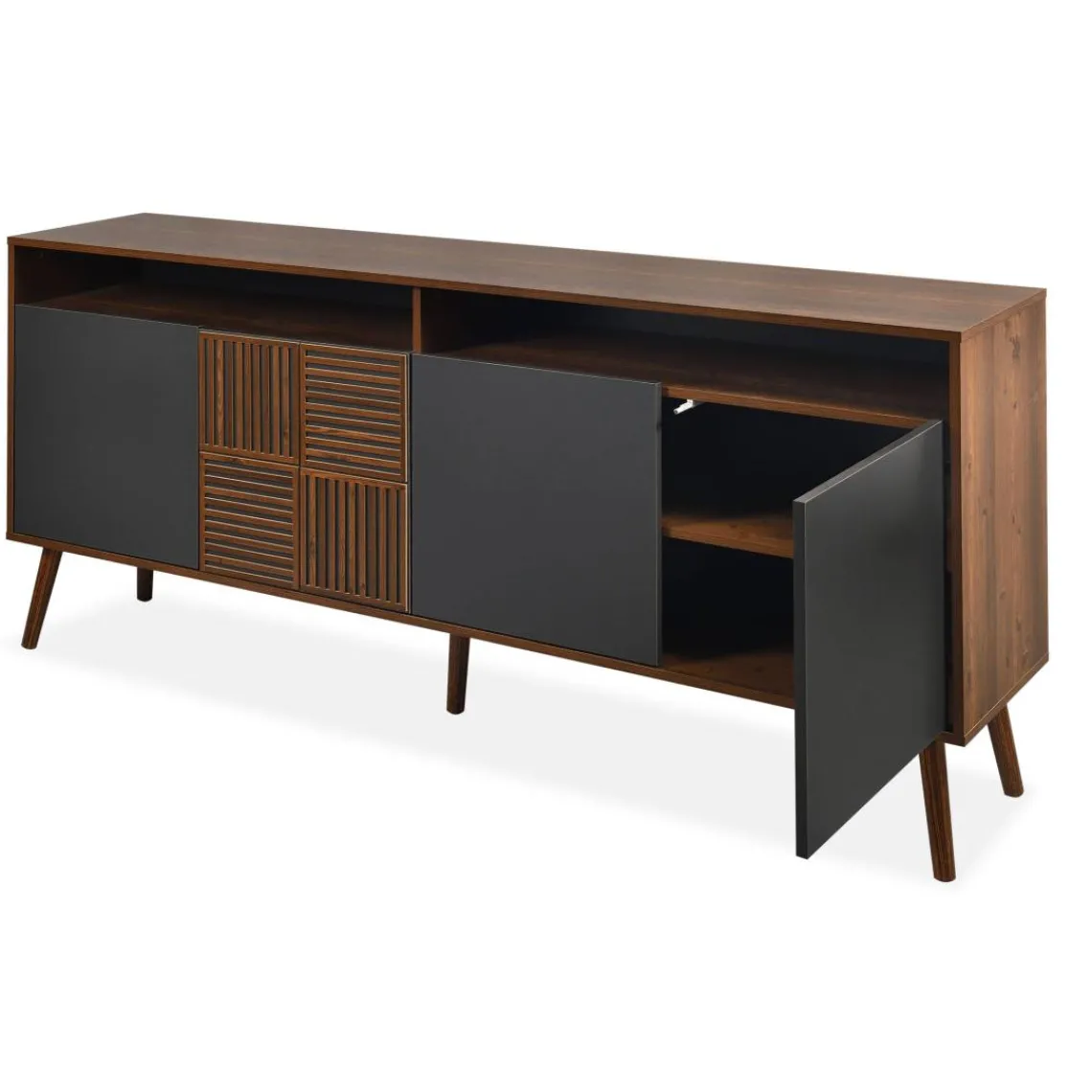 3S. x Home Buffet moderne avec portes battantes Jarvis Bois foncé et Gris Hot