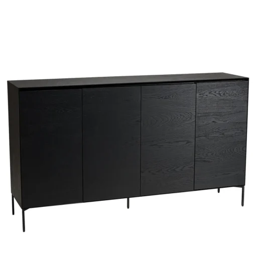 Macabane Buffet 4 portes 6 étagères pieds métal MAXENDRE Noir Best