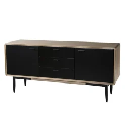 Macabane Buffet PALOMA Marron 3 Tiroirs 2 Portes Bois Et Métal New