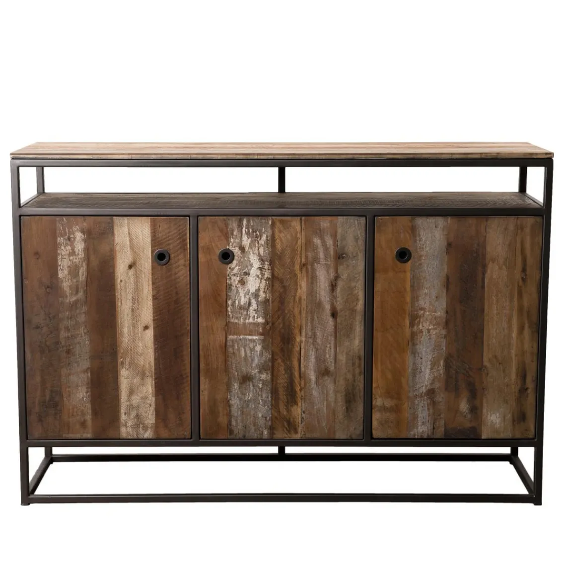 Macabane Buffet SIXTINE 3 Portes Et 1 Étagère Bois Teck Recyclé Acacia Mahogany Et Métal Online
