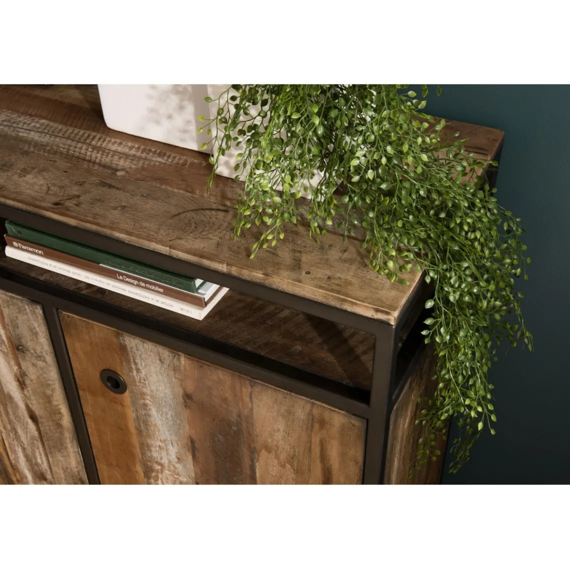 Macabane Buffet SIXTINE 3 Portes Et 1 Étagère Bois Teck Recyclé Acacia Mahogany Et Métal Online