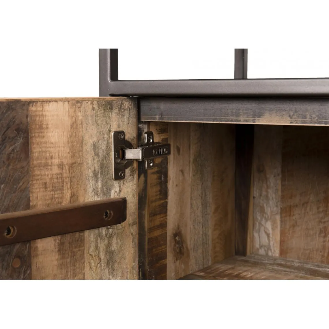 Macabane Buffet SIXTINE 3 Portes Et 1 Étagère Bois Teck Recyclé Acacia Mahogany Et Métal Online