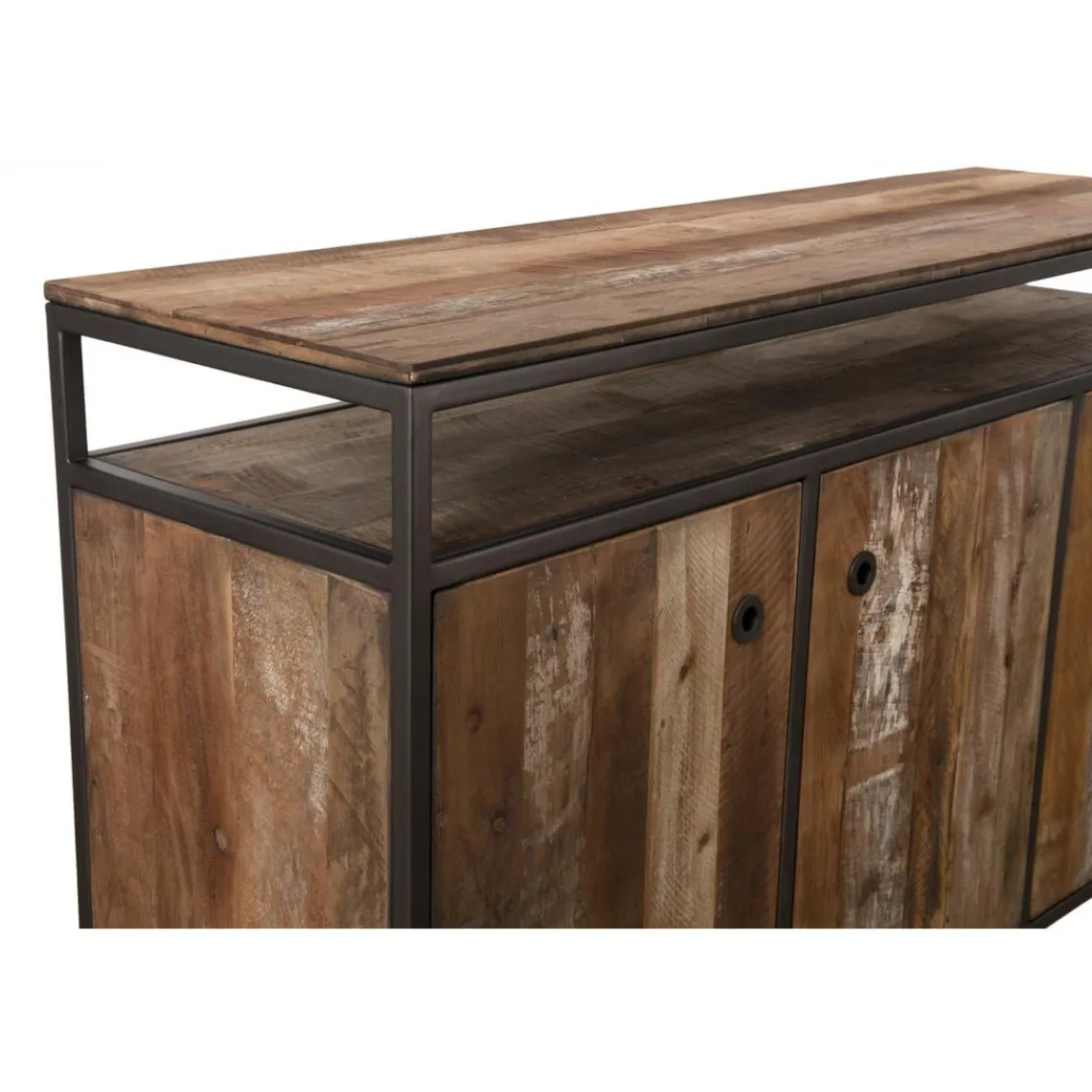 Macabane Buffet SIXTINE 3 Portes Et 1 Étagère Bois Teck Recyclé Acacia Mahogany Et Métal Online