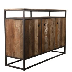Macabane Buffet SIXTINE 3 Portes Et 1 Étagère Bois Teck Recyclé Acacia Mahogany Et Métal Online