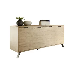 3S. x Home Buffet vaisselier 4 portes PALMA décor chene clair Online