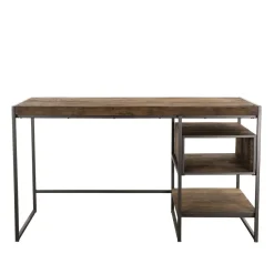 Macabane Bureau 1 Niche Et 1 Tablette Bois Teck Recyclé Acacia Mahogany Et Métal Outlet