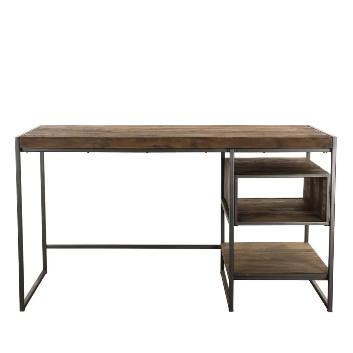 Macabane Bureau 1 Niche Et 1 Tablette Bois Teck Recyclé Acacia Mahogany Et Métal Outlet