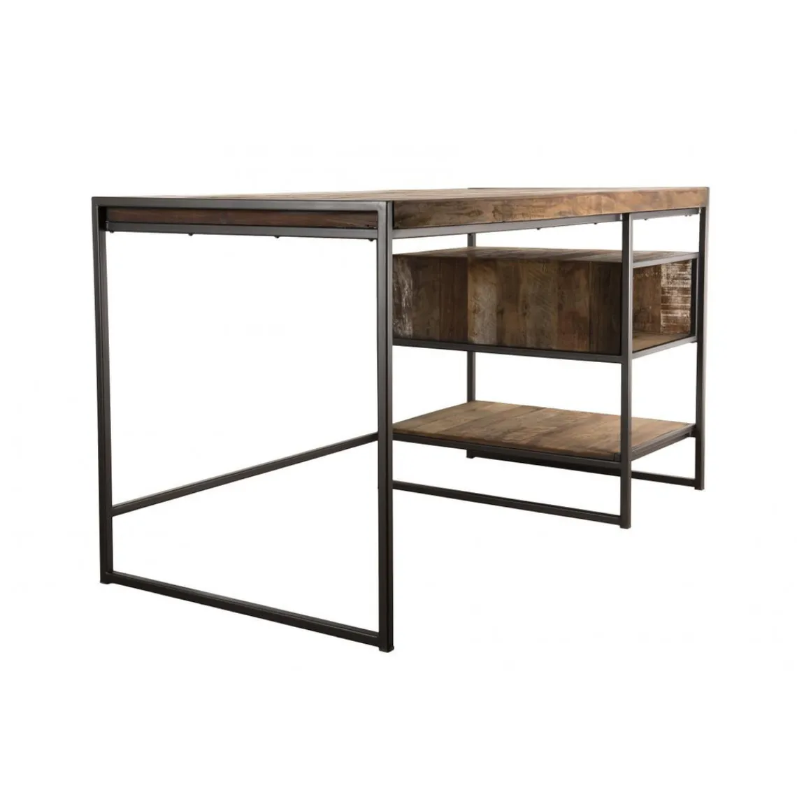 Macabane Bureau 1 Niche Et 1 Tablette Bois Teck Recyclé Acacia Mahogany Et Métal Outlet