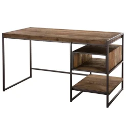 Macabane Bureau 1 Niche Et 1 Tablette Bois Teck Recyclé Acacia Mahogany Et Métal Outlet