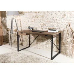 Macabane Bureau 2 tiroirs bois et métal - NASAI Best