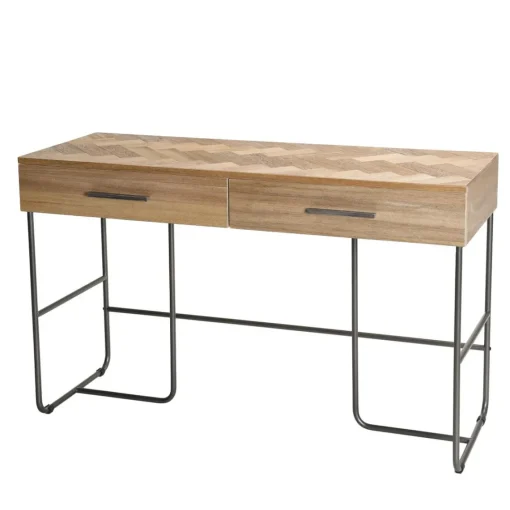 Macabane Bureau 2 tiroirs en bois et pieds métal Sale