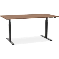 ALTEREGO Bureau assis debout électrique 'TRONIK' noir avec plateau en bois finition Noyer Best