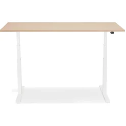 ALTEREGO Bureau assis debout électrique 'TRONIK' blanc avec plateau en bois finition naturelle Clearance