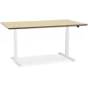 ALTEREGO Bureau assis-debout électrique 'BIONIK'avec plateau en bois finition naturelle et pied en métal blanc Hot