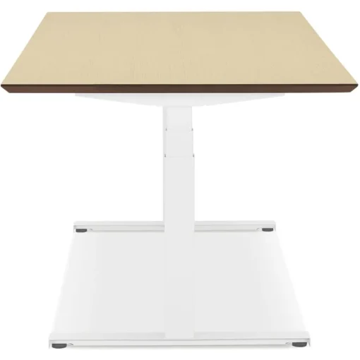 ALTEREGO Bureau assis-debout électrique 'BIONIK'avec plateau en bois finition naturelle et pied en métal blanc Hot