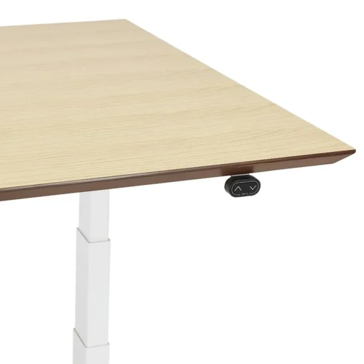 ALTEREGO Bureau assis-debout électrique 'BIONIK'avec plateau en bois finition naturelle et pied en métal blanc Hot