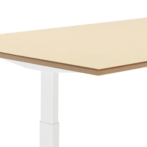 ALTEREGO Bureau assis-debout électrique 'BIONIK'avec plateau en bois finition naturelle et pied en métal blanc Hot
