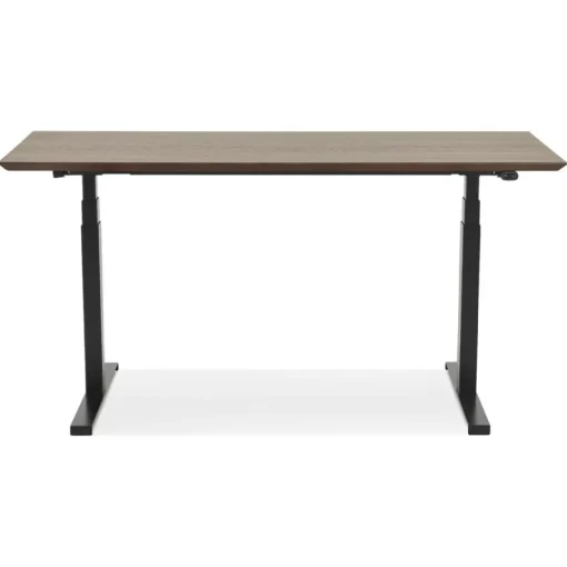 ALTEREGO Bureau assis-debout électrique 'BIONIK'avec plateau en bois finition Noyer et pied en métal noir Clearance