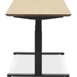 ALTEREGO Bureau assis-debout électrique 'BIONIK'avec plateau en bois finition naturelle et pied en métal noir