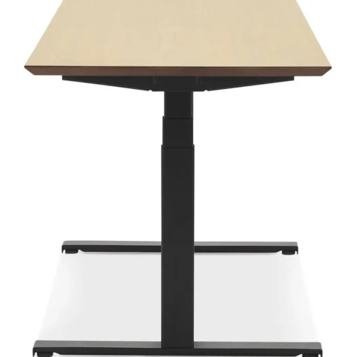 ALTEREGO Bureau assis-debout électrique 'BIONIK'avec plateau en bois finition naturelle et pied en métal noir