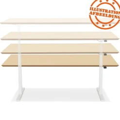 ALTEREGO Bureau assis-debout électrique 'BIONIK' avec plateau en bois finition Noyer et pied en métal Sale