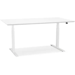 ALTEREGO Bureau assis-debout électrique 'BIONIK'avec plateau en bois et métal blanc